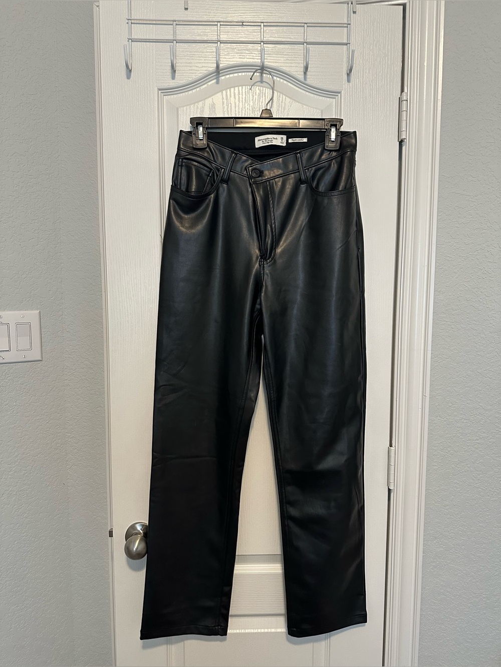 Abercrombie & Fitch Black Faux Leather Straight Leg Pants